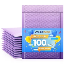 Jiaro Pack Poly Bubble Mailer Padded Envelope Mailing 6x10 100Pc Gradient Purple