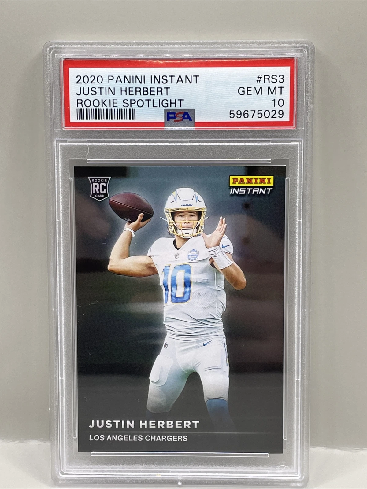 Justin Herbert Panini Instant Rookie Spotlight #RS3 Base