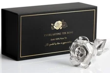 	BESZONE Tin Rose 10th Anniversary Gift 100% Pure Casted Tin Rose	