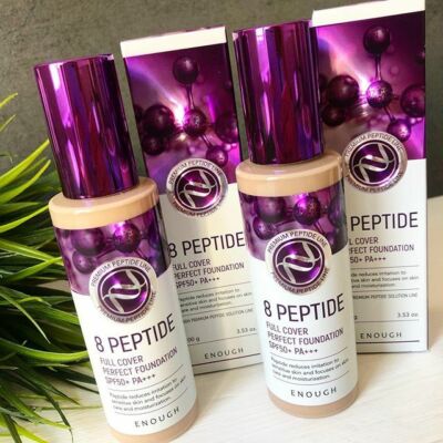 Enough 8 Peptide Full Cover Perfect Foundation LSF 50 + koreanische Kosmetik + Probe