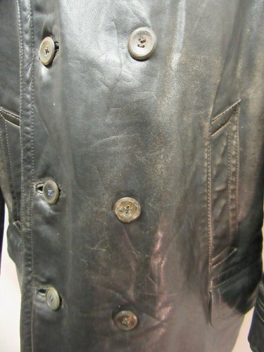 VINTAGE WW2 GERMAN LEATHER KREIGSMARINE HALF BELT JACKET SIZE L - Picture 5 of 21