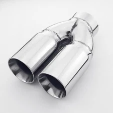 Straight Cut Dual Wall 3" Outlet 3" Inlet Stainless Steel Exhaust Tip Round