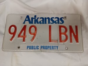 Arkansas Public Property License Plate 1990s 949 LBN