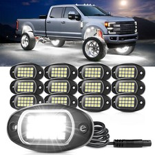 Durable Pure White LED Rock Lights x12 Underglow Underbody Glow Lamp Universal