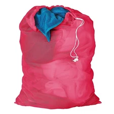 Nylon Mesh Laundry Bag FULL SIZE 24"X36" Locking Drawstring  Pink