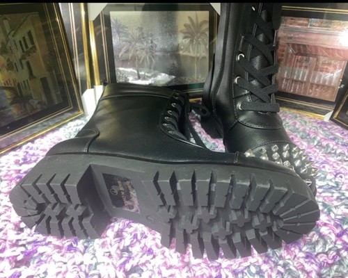 Ocho Toro Black Boots With Silver Spiked Toes Size 7 Motorcycle Boots - Picture 10 of 13