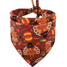Thanksgiving Fall Dog Bandana, Autumn Reversible Triangle Bibs Scarf, Pet