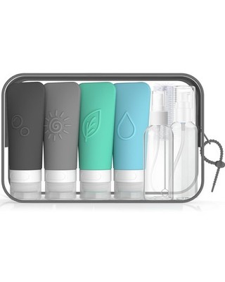 KLKE 16-Piece Silicone Travel Bottles Set   TSA Approved 16, 16A-Blue 