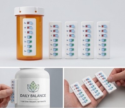 5 Count Pack Pill Tracker Medication Tracker and Reminder