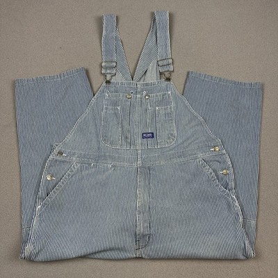 Vintage Big Smith Bib Overalls Hickory Stipe Railroad USA 46x30