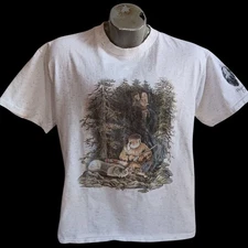 Vintage Single Stitch T-shirt Large 1990's Mens Tee MOUNTAIN MAN WOLF COLORADO 
