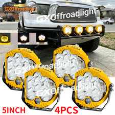 4PCS 5" inch Round LED Work Lights Bar Amber DRL Pods Fog Lamp Offroad Driving