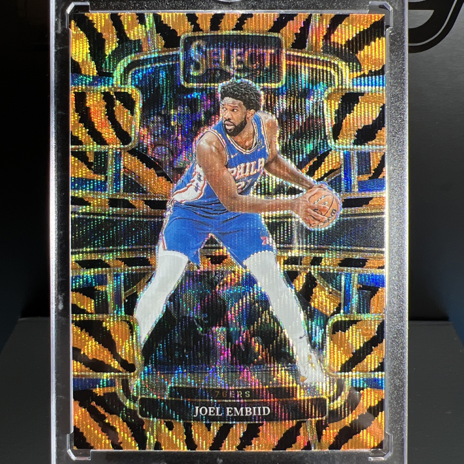 2023-24 Panini Select Joel Embiid Concourse Level Tiger Stripes Prizm SSP #4
