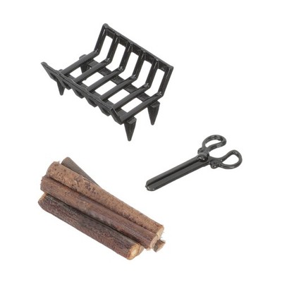 1/12 Scale Miniature Firewood Rack And Tongs For Dollhouses Scene