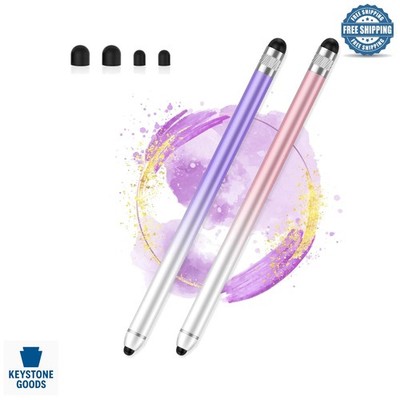 Dual-End Universal Touchscreen Stylus Pen 2-Pack - Pink & Purple