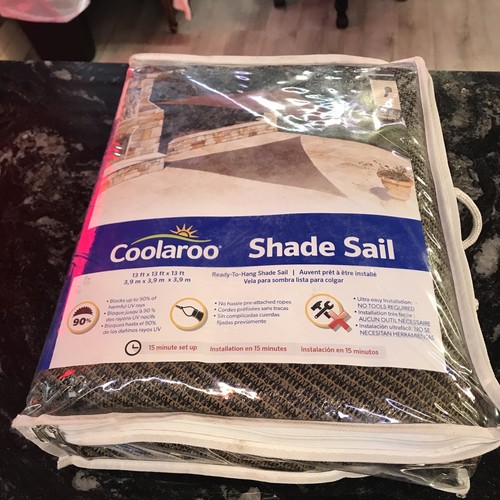 13’x 13’x13’ Coolaroo Shade Sail Triangle- Beige Color Brand New