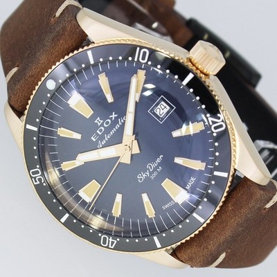 EDOX SKYDIVER DATE AUTOMATIC LIMITED BRONZE 42mm UHR Ref. 80126-BRN-BUIDR NEU