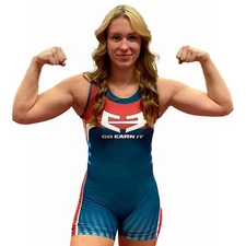 GO EARN IT Wrestling Singlet Women's Black Flag Distressed, 2XL