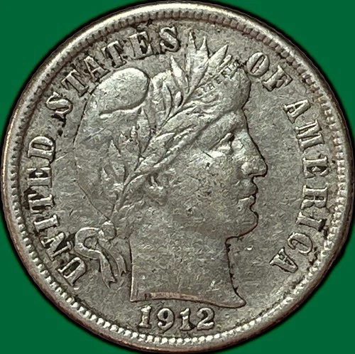 1912 Barber Dime Extremely Fine XF Coin #33942