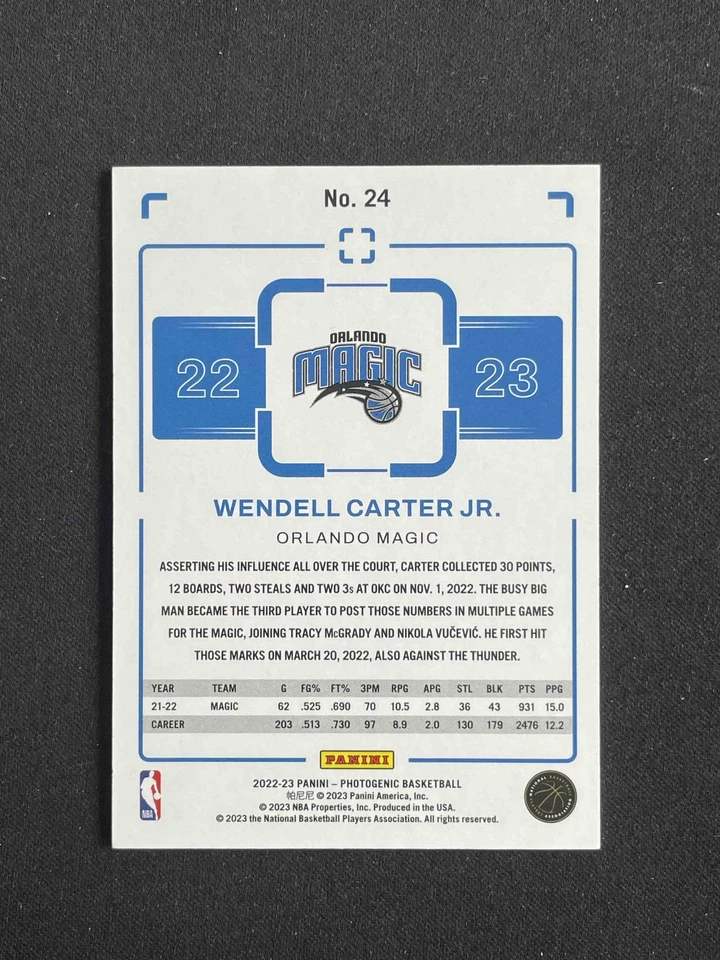 Wendell Carter Jr 2022-23 Panini Photogenic /99 #24 - Image 2 of 2