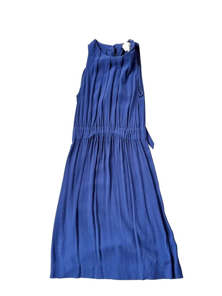 Vestido midi plisado azul marino Kate Spade New York para mujer talla 4 - sin mangas con lazo trasero Foto 2 de 4