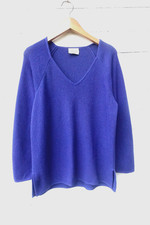 Spirit of the Andes jumper 100% Baby Alpaca purple A-line deep vee neckline L