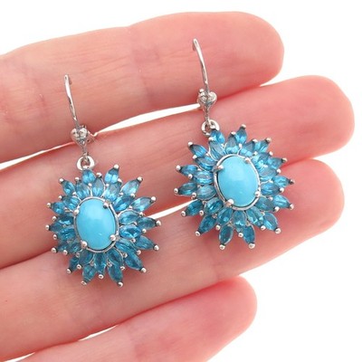 D'Joy 925 Sterling Silber echte Dornröschen Türkis Apatit Ohrhänger