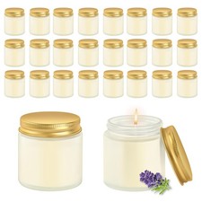 24 Pcs Frosted Glass 4oz Mini Mason Jar Candles Small Lavender Scented Candle...
