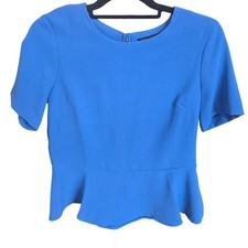 Banana Republic Blue Peplum Blouse Top Short Sleeve Office Minimalist Chic Small