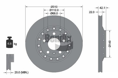 2 PCS BENDIX Braking BDS1787 Brake Disc