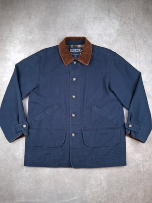 #ad Vintage Lands End Barn Chore Coat Mens Medium Jacket Canvas Corduroy Trim 90s $49.88