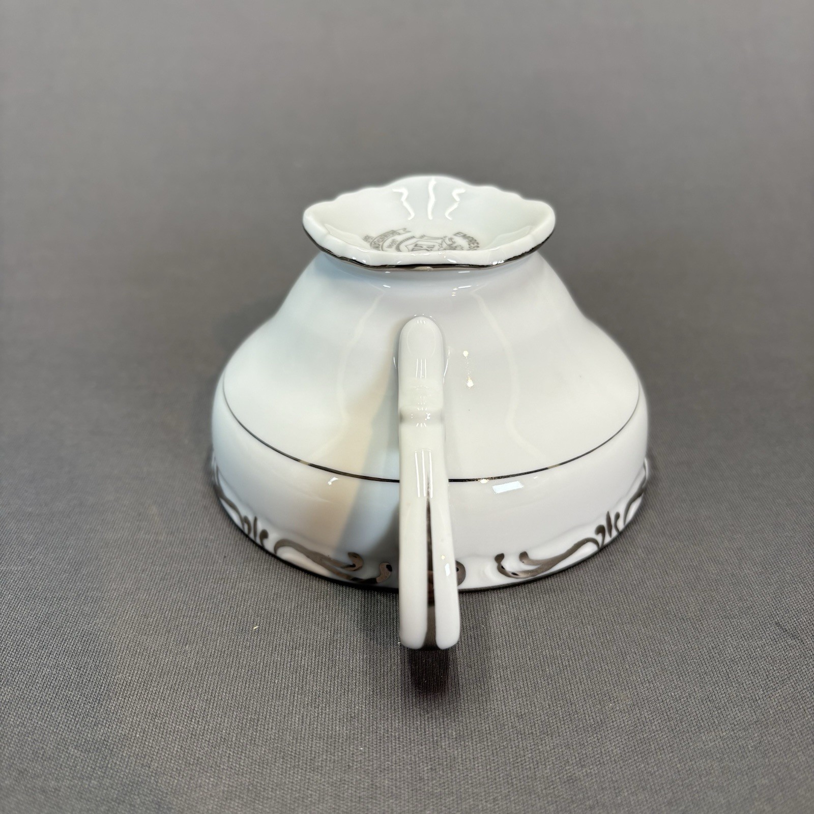 Empress China Regent Platinum Trim Scrolls Tea Coffee Cups and Saucers Set of 4