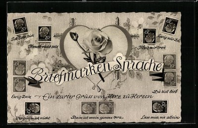 Postcard Stamp Language, Yours Is My Whole Heart, You Are Dear 