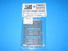 Tichy Train HO #8050, 2 Lite 2 Panel Door, 36" x 80" (6 pcs)