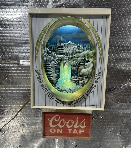 Vintage Coors Beer On Tap Lighted Motion Waterfall Sign