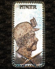H. Alvin Sharpe TONED MINER Hamilton Mint H.A.S. 1oz 999 FINE Silver bar C7109
