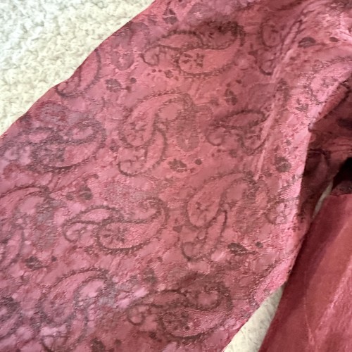 Yasuko Dress Womens Small Burgundy Kimono Silk Paisley Patchwork Midi Made USA - Picture 4 of 10
