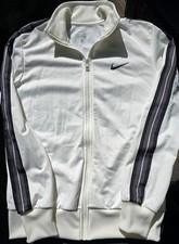 Nike Youths White With Gray Stripes Full Zip Track Jacket Size Large