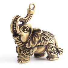 Brass Elephant Keychain Pendant Vintage Animal Ornament Keyring Key Ring Jewelry