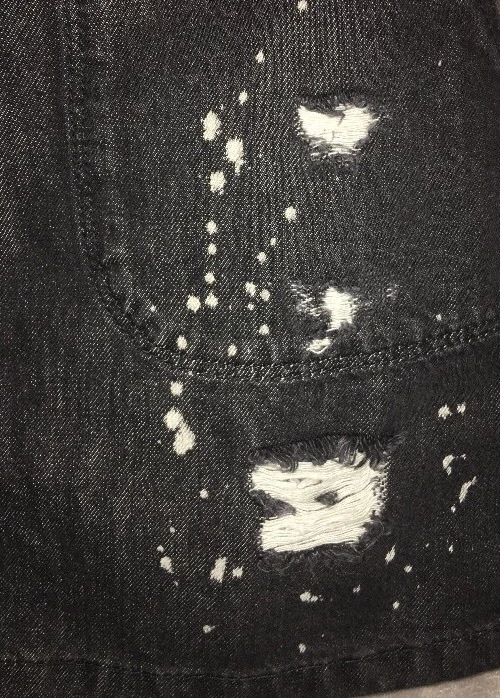 JOLIE JUPE EN JEAN ZARA COURTE NOIR ASPECT USÉE ET TÂCHÉE TAILLE 11 / 12 ANS - Photo 4/4