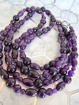Jay King DTR MINENFUND AMETHYST Sterlingsilber 925 DOPPELSTRANG HALSKETTE 24''