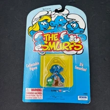 Smurfs 20403 Nat Smurfling Smurf Caterpillar Vtg PVC Schleich Figurine on Card