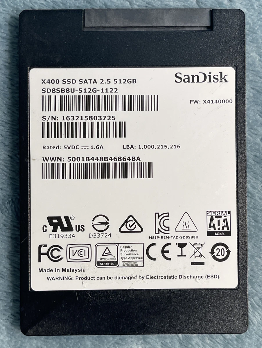 SanDisk X400 512GB SD8TB8U-512G-1122 SATA 6Gbps 2.5 2.0 SSD 512 500