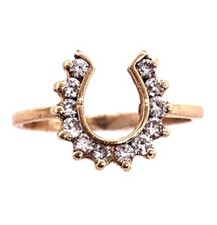 14 Karat Yellow Gold Fashion Horseshoe Ring with Diamonds 101-1236