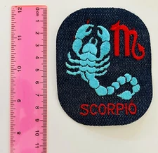Vintage Denim Scorpio Iron On Patch Astrology Horoscope