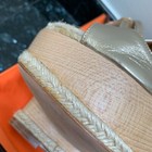 HERMES SOFT GOLD LEATHER WOODEN PLATFORM ESPADRILLE WEDGES SZ 39  NEW WITH BOX — photo 7