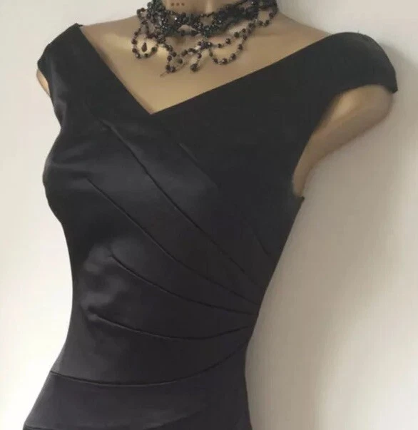 Coast Womens Black Dress UK 18 EU 48 US 14 Evening Cocktail Party Satin - Image 2 of 4