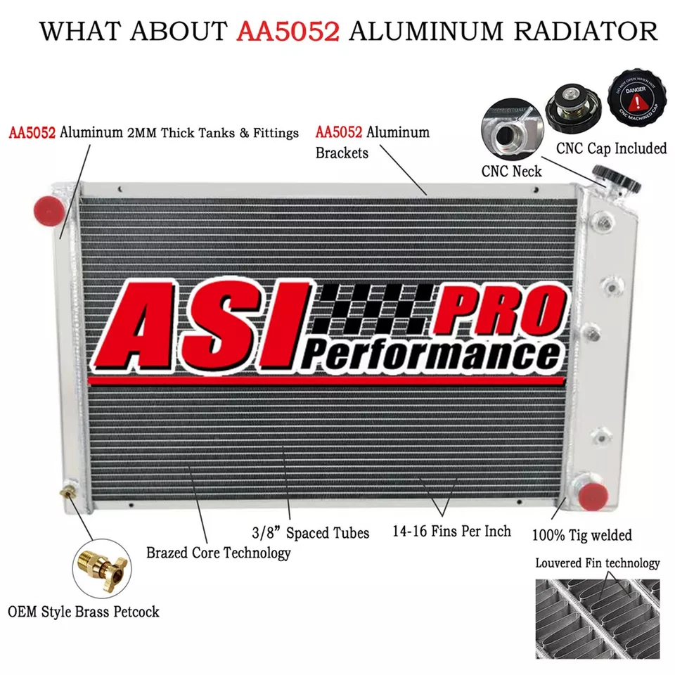 Fit 1974-1985 78 Oldsmobile Delta, Pontiac 1972-1977 LeMans 4 Rows Core Radiator - Image 2 of 4