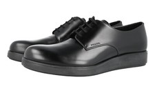 PRADA Leather Derby Dress Shoes Mono Platform Sole - Black NEW -  US 10 EU 43