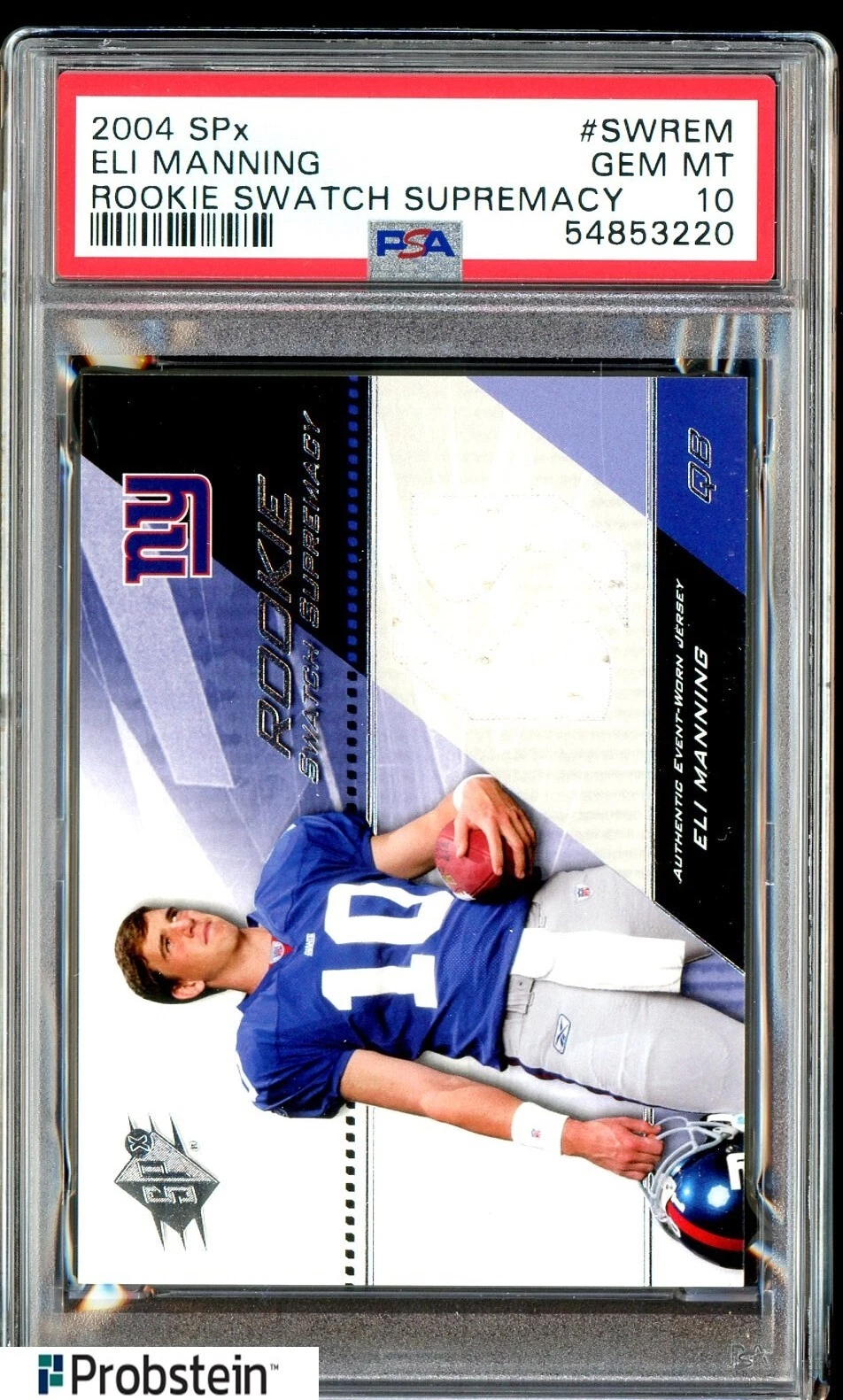 Eli Manning SPx Rookie Swatch Supremacy #SWREM Rookie Swatch Supremacy